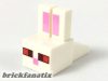 Lego Creature Head Pixelated with Long Ears with Bright Pink Auricles, Red and Dark Red Eyes, and Bright Pink Nose Pattern (Minecraft Rabbit)