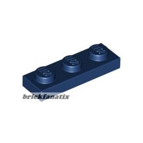 Lego PLATE 1X3, Dark blue