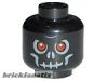Lego Minifigure, Head Skull Evil with Scowl, Gray Print, Red Eyes Pattern (Fantasy Era) - Blocked Open Stud