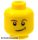 Lego figura head - Minifigure, Head Reddish Brown Eyebrows, White Pupils, Lopsided Smile with Black Dimple Pattern - Blocked Open Stud