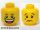 Lego figura head - Minifigure, Head Dual Sided Huge Grin, White Pupils, Eyebrows / Sad with Tear, Convex Eyebrows Pattern - Blocked Open Stud