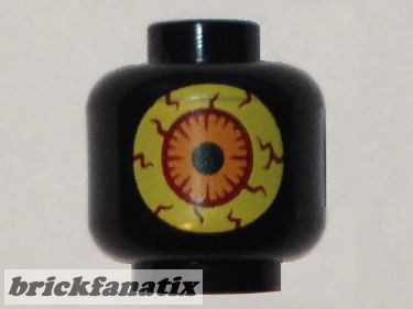Lego figura head - Minifigure, Head without Face with Large Bright Light Yellow Eye with Dark Red Veins and Orange Iris Pattern (Nexo Knights Sparkks) - Hollow Stud