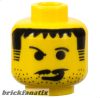 Lego Minifigure, Head Black Hair, Sideburns, Eyebrows, Moustache, Smirk, and Stubble Pattern