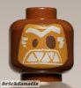 Lego Minifigure, Head Alien Mask Medium Nougat with Dark Brown Eyes and White Eyebrows and Triangular Teeth Pattern (Moana Kakamora)