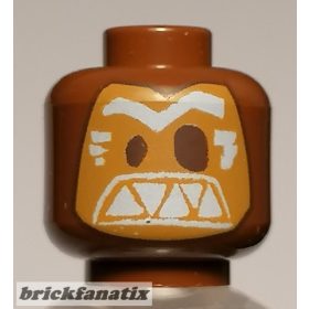   Lego Minifigure, Head Alien Mask Medium Nougat with Dark Brown Eyes and White Eyebrows and Triangular Teeth Pattern (Moana Kakamora)