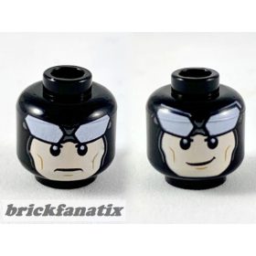   Lego Minifigure, Head Dual Sided Balaclava, Large White Goggles, Light Nougat Face, Neutral / Grin Pattern
