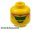 Lego figura head - Head Glasses with Green Angled Sunglasses and Brown Hair Pattern