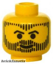 Lego figura head - Head Beard with Beard, Hair, and Sideburns in Vertical Line Pattern