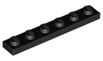 Lego PLATE 1X6, Black