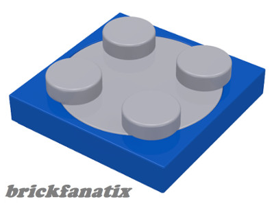 Lego TURN PLATE 2X2, Blue + Light grey