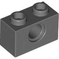 Lego TECHNIC BRICK 1X2, Ø4.9, Dark grey
