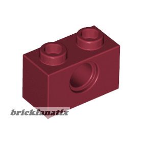 Lego TECHNIC BRICK 1X2, Ø4.9, Dark red