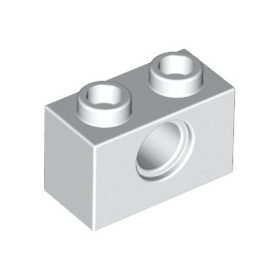 Lego TECHNIC BRICK 1X2, Ø4.9, White