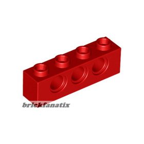 Lego TECHNIC BRICK 1X4, Ø4.9, Red