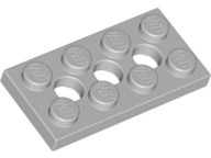 Lego Technic Plate 2 x 4 with 3 Holes, Light grey