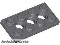 Lego Technic Plate 2 x 4 with 3 Holes, Dark grey