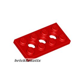 Lego Technic Plate 2 x 4 with 3 Holes, Red