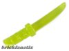 Lego Minifigure, Weapon Knife with Flat Hilt End and Curved Blade, Cross Hatched Grip, Trans-Neon green