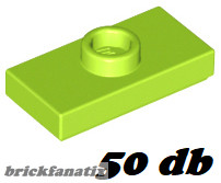 Lego PLATE 1X2 W. 1 KNOB, Bright yellowish green ( 50pcs )