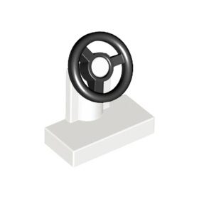   Lego Vehicle, Steering Stand 1 x 2 with Black Steering Wheel, White