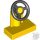 Lego Vehicle, Steering Stand 1 x 2 with Black Steering Wheel, Yellow