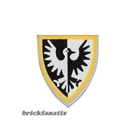   Lego Minifigure, Shield Triangular with Black and White Falcon with Yellow Border Pattern