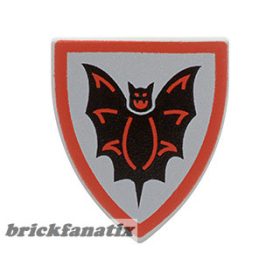   Lego Minifigure, Shield Triangular with Black Bat on Silver Background Pattern