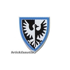   Lego Minifigure, Shield Triangular Short with Black and White Falcon with Blue Border Pattern