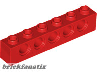 Lego TECHNIC BRICK 1X6, Ø4.9, Red