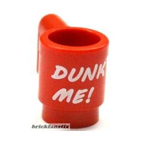  Lego Minifigure, Utensil Cup with White 'DUNK ME!' Pattern, Bright red