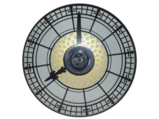 Lego Dish 4 x 4 Inverted (Radar) with Solid Stud with Clock Face Pattern, Black ( Set : 10245 Santa's Workshop, 10224 Town Hall )