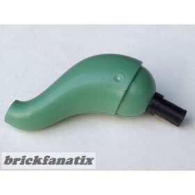  Lego Dinosaur Tail / Neck Base Section S-Curve with Black Technic Pin, Sand green
