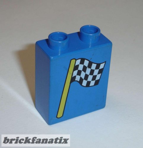 Lego Duplo, Brick 1 x 2 x 2 with Checkered Flag Pattern