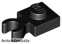 Lego Plate, Modified 1 x 1 with Open O Clip Thick (Vertical Grip), Black