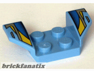 Lego Vehicle, Mudguard 2 x 4 with Flared Wings with Black, Blue, Silver, and Yellow Stripes Pattern