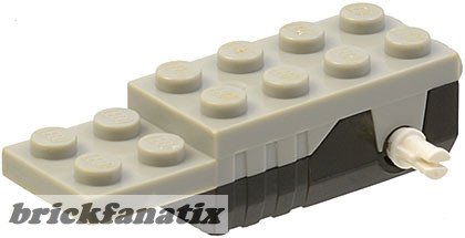 Lego Pullback Motor 6 x 2 x 1 1/3 with Black Base, White Shafts (Motor 1), Light gray