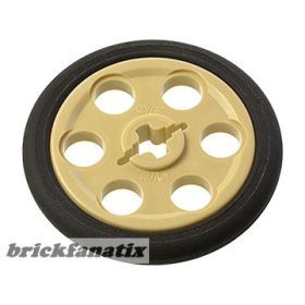   Lego Technic Wedge Belt Wheel (Pulley) with Black Technic Wedge Belt Wheel Tire (4185 / 2815), Tan