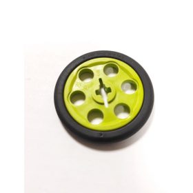   Lego Technic Wedge Belt Wheel (Pulley) with Black Technic Wedge Belt Wheel Tire (4185 / 2815), Bright yellowish green
