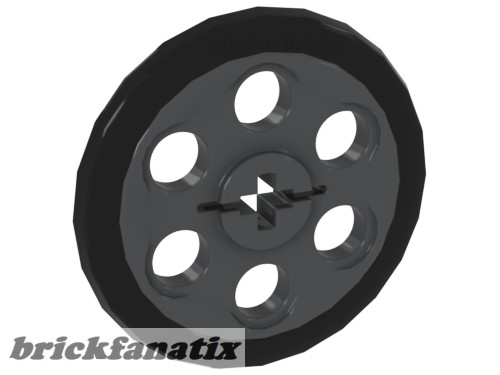 Lego Technic Wedge Belt Wheel (Pulley) with Black Technic Wedge Belt Wheel Tire (4185 / 2815), Dark grey