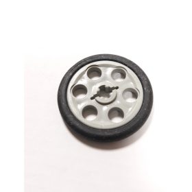   Lego Technic Wedge Belt Wheel (Pulley) with Black Technic Wedge Belt Wheel Tire (4185 / 2815), Light grey