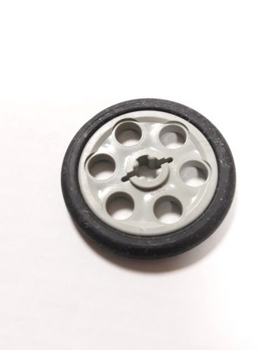 Lego Technic Wedge Belt Wheel (Pulley) with Black Technic Wedge Belt Wheel Tire (4185 / 2815), Light grey