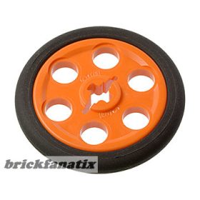   Lego Technic Wedge Belt Wheel (Pulley) with Black Technic Wedge Belt Wheel Tire (4185 / 2815), Orange