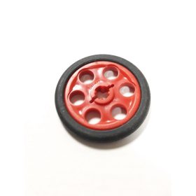   Lego Technic Wedge Belt Wheel (Pulley) with Black Technic Wedge Belt Wheel Tire (4185 / 2815), Red