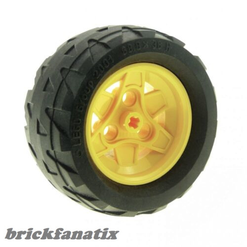 Lego Wheel 43.2mm D. x 26mm Technic Racing Small, 3 Pin Holes with Black Tire 68.8 x 36 H (41896 / 41893)