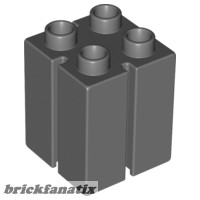 Lego Duplo, Brick 2 x 2 x 2 with Vertical Grooves, Dark grey
