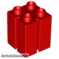 Lego Duplo, Brick 2 x 2 x 2 with Vertical Grooves, Red