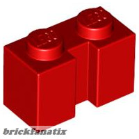 Lego BRICK 1X2 W. GROOVE, Red