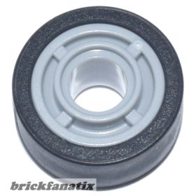   Lego Wheel 11mm D. x 8mm with Center Groove, 4 Spokes with Black Tire 14mm D. x 6mm Solid Smooth (42610 / 50945), Light bluish gray