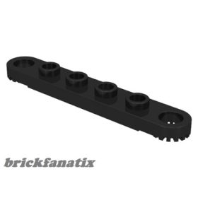 Lego Technic, Plate 1 x 6 with Toothed Ends, Black