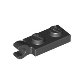   Lego Plate, Modified 1 x 2 with Clip on End (Horizontal Grip), Black